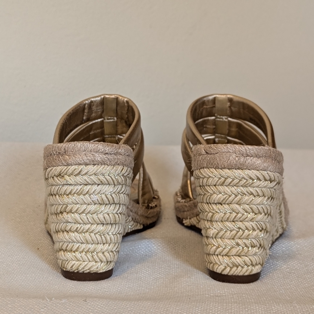 Vince Camuto Metallic Gold Espadrille Slide Sandals - Picture 6 of 9